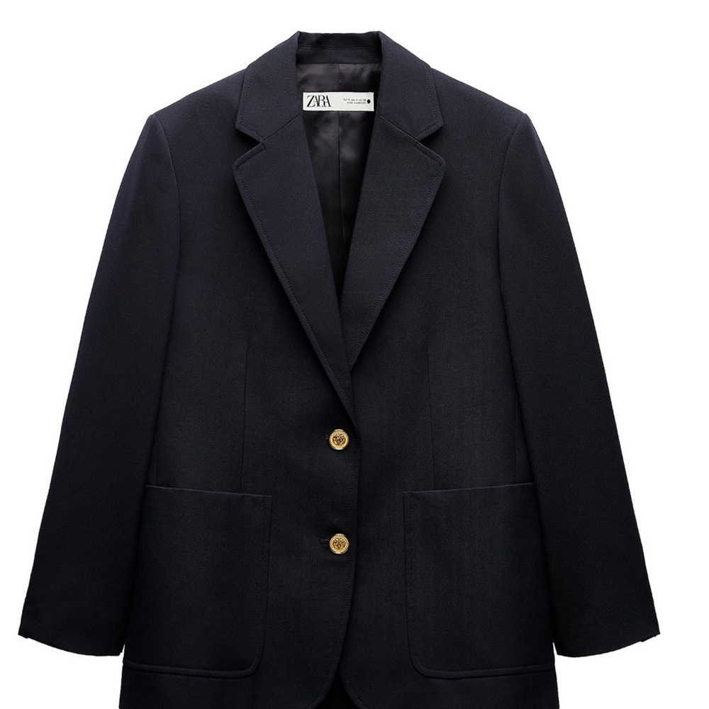 Zara Gold and Blue Blazer with Structured Silhouette